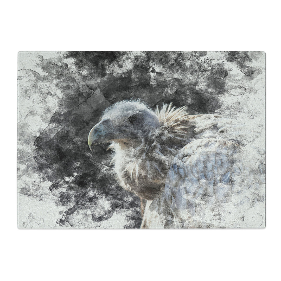 Tempered Glass Vulture Bird Watercolour Chopping Board