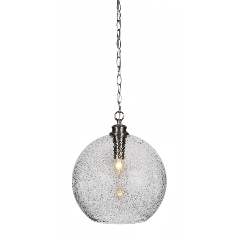 Luminaire suspendu suspendu en forme de chaîne avec verre fumé 13,75 po, Nickel brossé