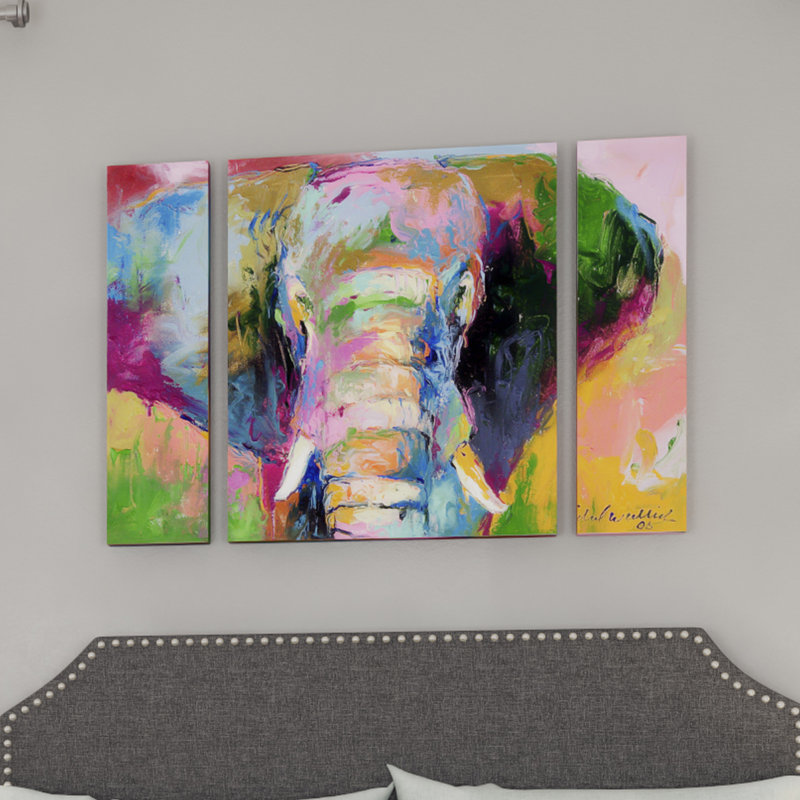 Ensemble 2 3, reproduction d’art sur toile tendue pièces éléphant, H 30 po x l 41 po x p 2 po