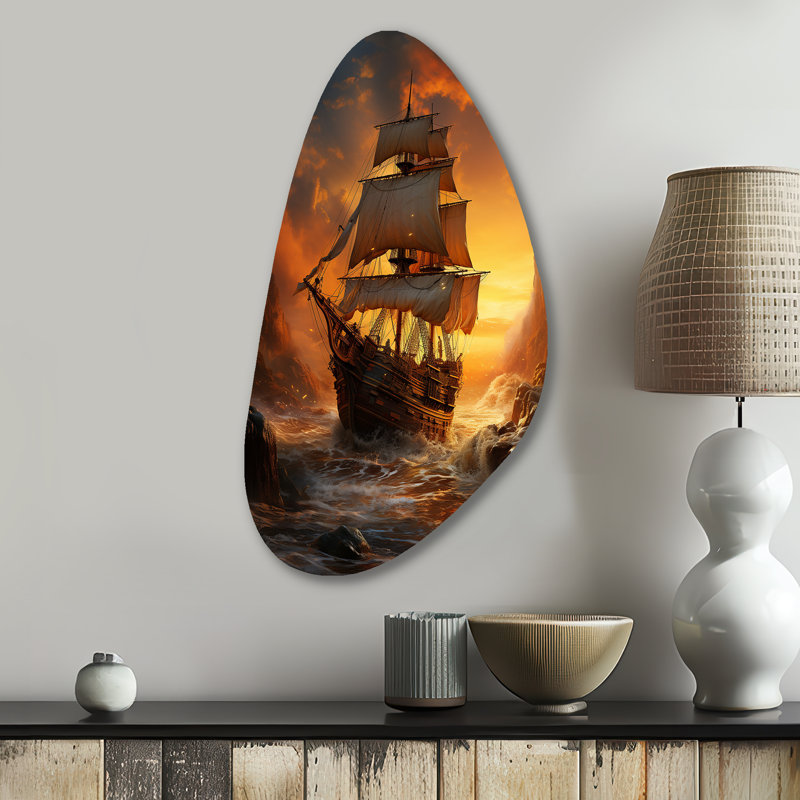 Amylia - art mural asymétrique en forme de pirate, H 31 po x l 17 po x P 1 po