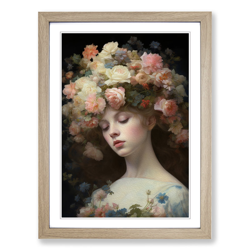 Floral Realism - Framed Print, 34cm H x 25cm W x 2cm D, Oak