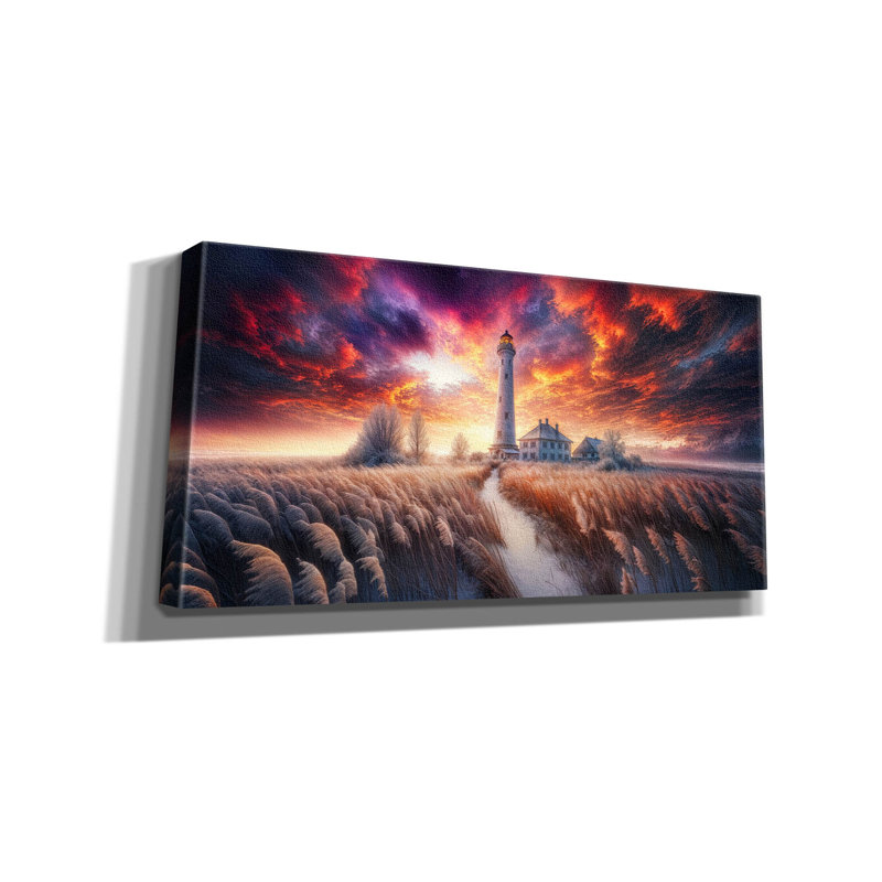 «Lighthouse Sunrise 1» par Rey Klimt, art mural sur toile, 40 po x 20 po