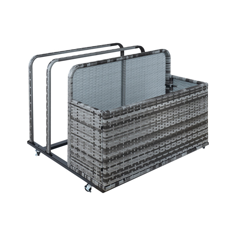 Outdoor Patio Poolside Float Storage,Box, PE Rattan Outdoor Pool Caddy with Rolling Wheels for Floaties, Patio, Pool, Beach