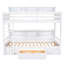 Lit simple superposé pour enfant Lit superposé pour enfant avec tablettes intégrées aux lits supérieur et inférieur, tiroir de rangement, blanc