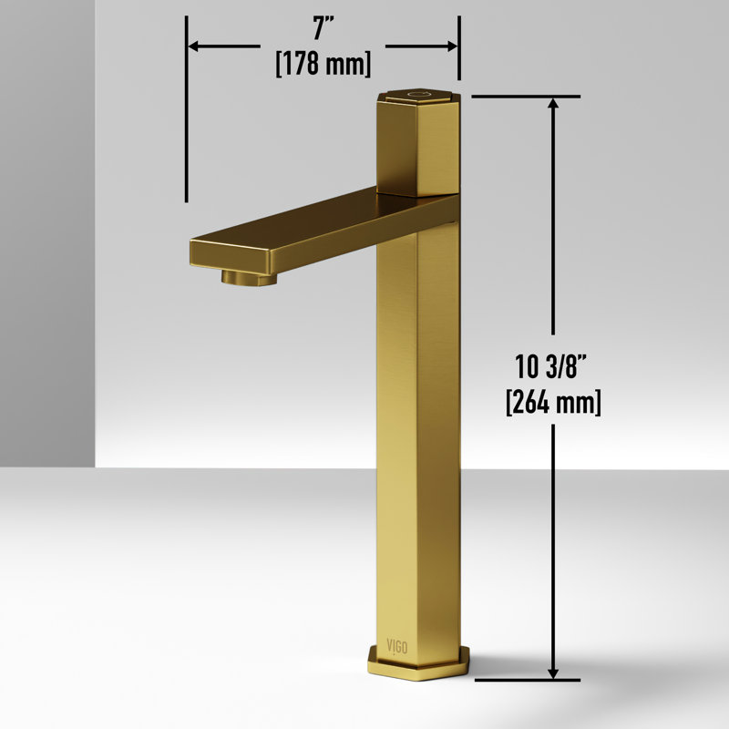 Nova 10" H Single Handle Vessel Sink Bathroom Faucet, Matte Brushed Gold