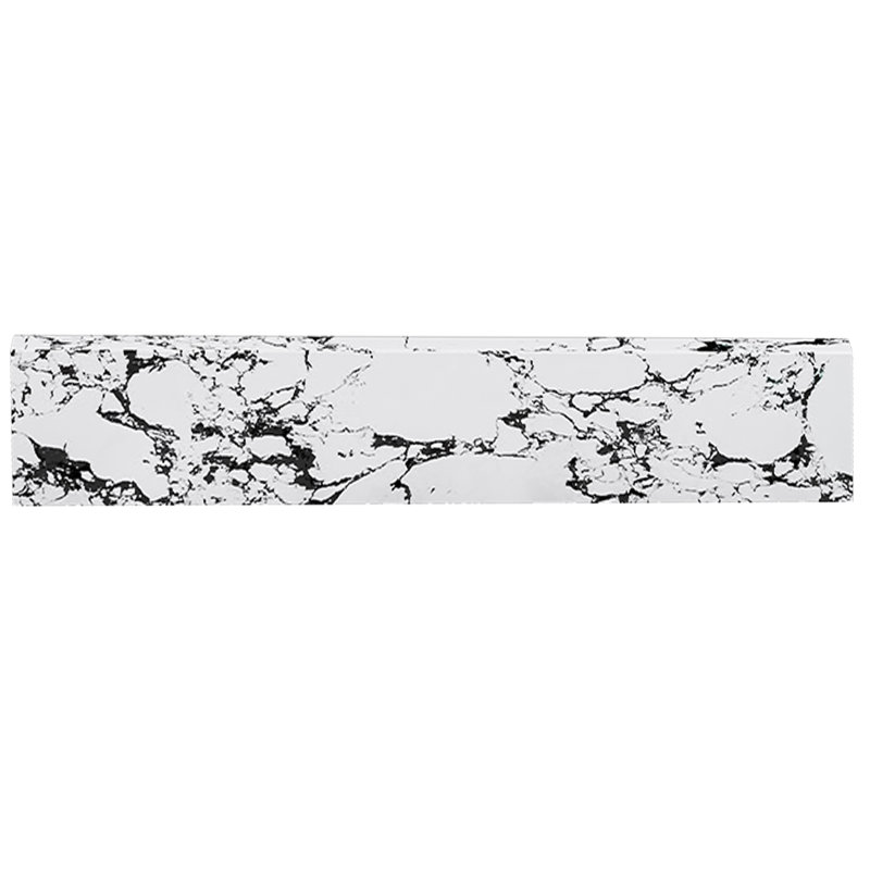 Dosseret latéral de lavabo de 56 cm (22 pouces), pierre frittée blanche Panda, durabilité à long terme, pré-percé pour robinet à entraxe large, hauteur assemblée de 10 cm (4 pouces), marbre artificiel, design, surface facile à nettoyer.