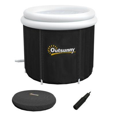 Ice Bath Tub, 79 Gallon Outdoor Portable Cold Plunge Tub With Thermo Lid, Cover And Carry Bag For Athletes Recovery And Cold Water Therapy, Black