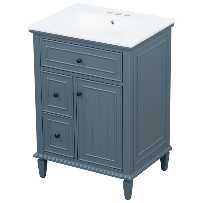 Ensemble de meuble-lavabo simple 24 po Burdick, Bleu gris