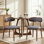 Chaise de salle à manger rembourrée Mid-Century avec pieds en bois massif