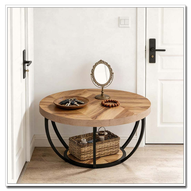 Table ronde à 2 niveaux, table de voeux en bois, table basse, Bois