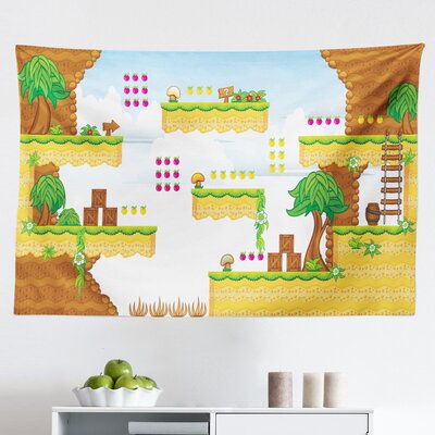 Ambesonne Video Games Tapestry, Cartoon Retro Computer Graphic Western Design Box Cloud Fun Adventure 9 'S, Fabric Wall Hanging Decor For Bedroom Livi -  East Urban Home, 149375F9ECF04E30952F58D746389938