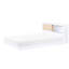Lit double pour chambre à coucher avec tête de lit bibliothèque blanche - sans base, finition 2 tons, style Mid-Century moderne et sommier tapissier naturel-1515790158
