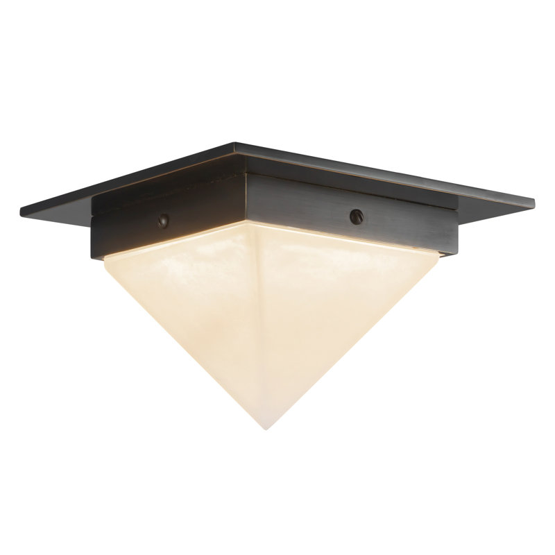 Mineral 8-in Brass Flush Mount, Alabaster, Oil Rubbed Bronze