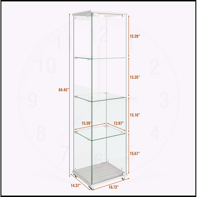 Stylish Tempered Glass Display Cabinet with LED Lights and Sturdy Construction, White
