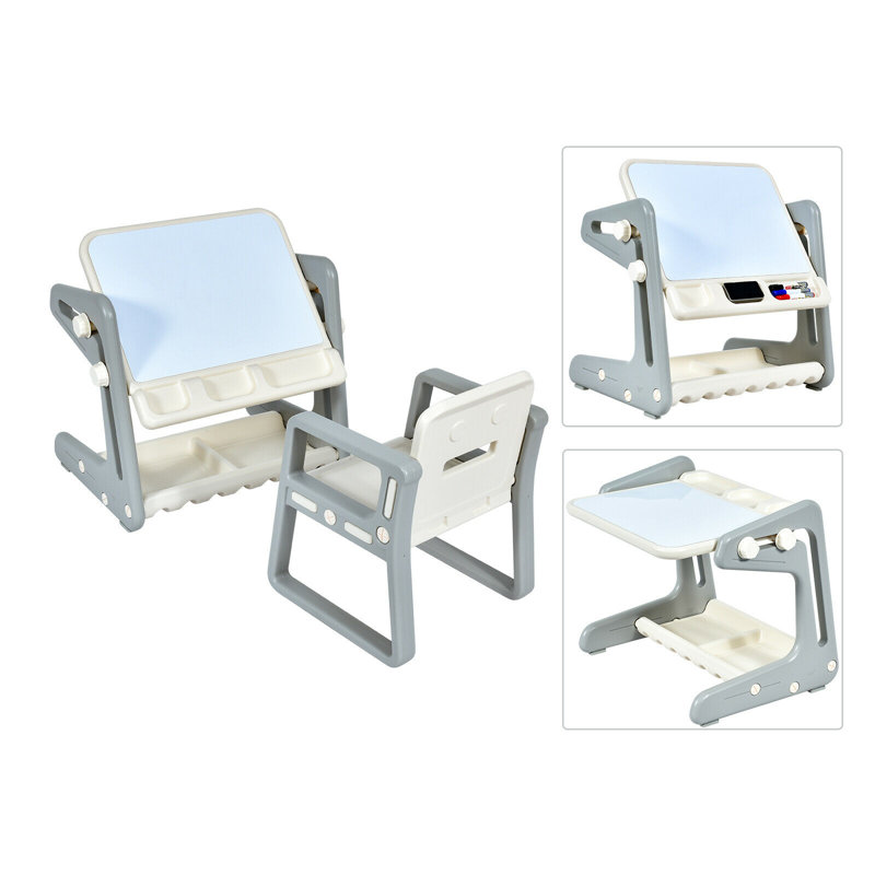 Greenbury Kids Rectangular Play Or Activity Table and Chair Set, Beige/Grey