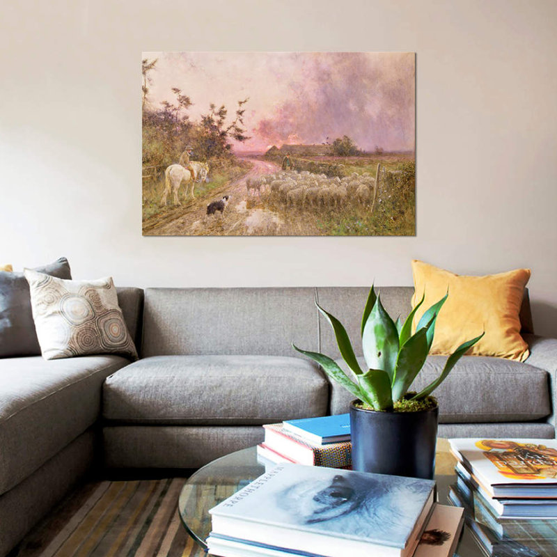 «At the End of the Day 1910», reproduction d'art sur toile tendue, Toile avec cadre noir, H 18 po x l 26 po x P 1,5 po