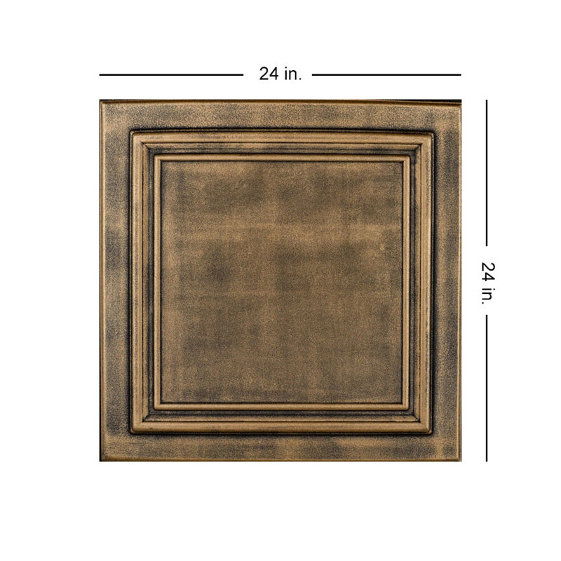 Carreau de plafond en polystyrène à collage 1,6 pi x 1,6 pi Line Art, Laiton antique