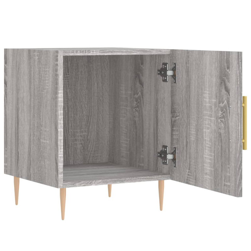 Bouzov 40cm W Iron Bedside Table, Grey Sonoma