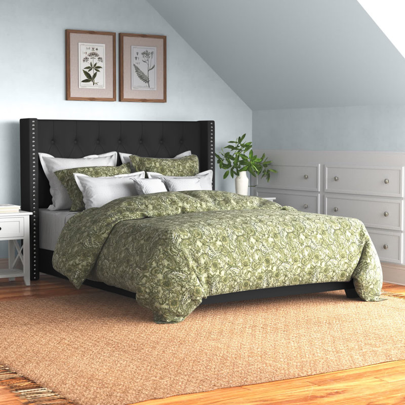 Lit standard tapissier Sanders, Velours noir, Grand