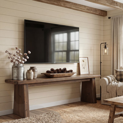 55" Solid Wood TV Stand for TVs up to 65", Rustic Low Media TV Console, Entertainment Center Television Stand for Living Room, Bedroom