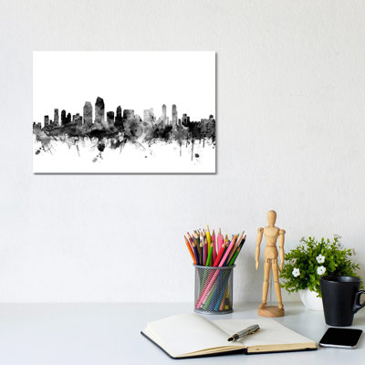 San Diego, California in Black and White by Michael Tompsett - 1 Piece Wrapped Canvas Wall Art