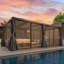 Pergola en aluminium de 12 pi x P 16 pi avec rideaux et filets imperméables à toit réglable-131428986-131660593-132793768