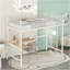 Lit mezzanine simple en métal avec bureau et grille en métal, blanc