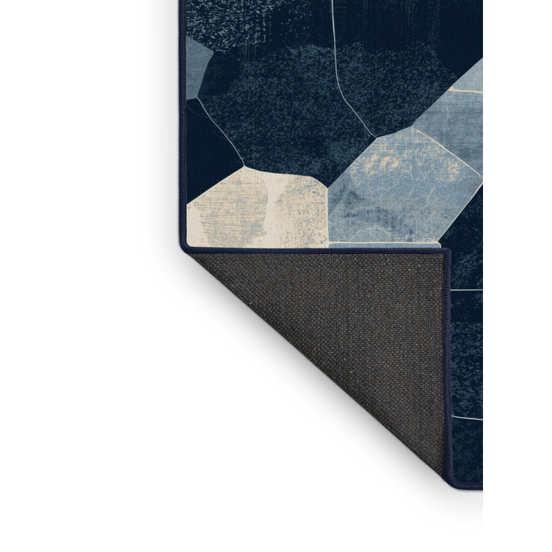 Tapis bleu doux et moelleux à motif abstrait moderne et contemporain Eickhoff, 2 x 5
