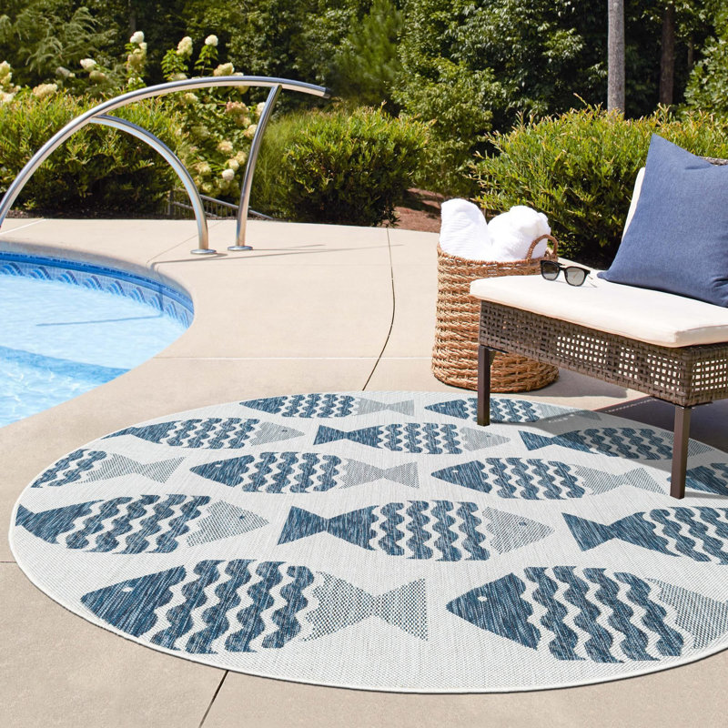 Tapis contemporain bleu marine Daitzman, Rond 3 pi 3 po