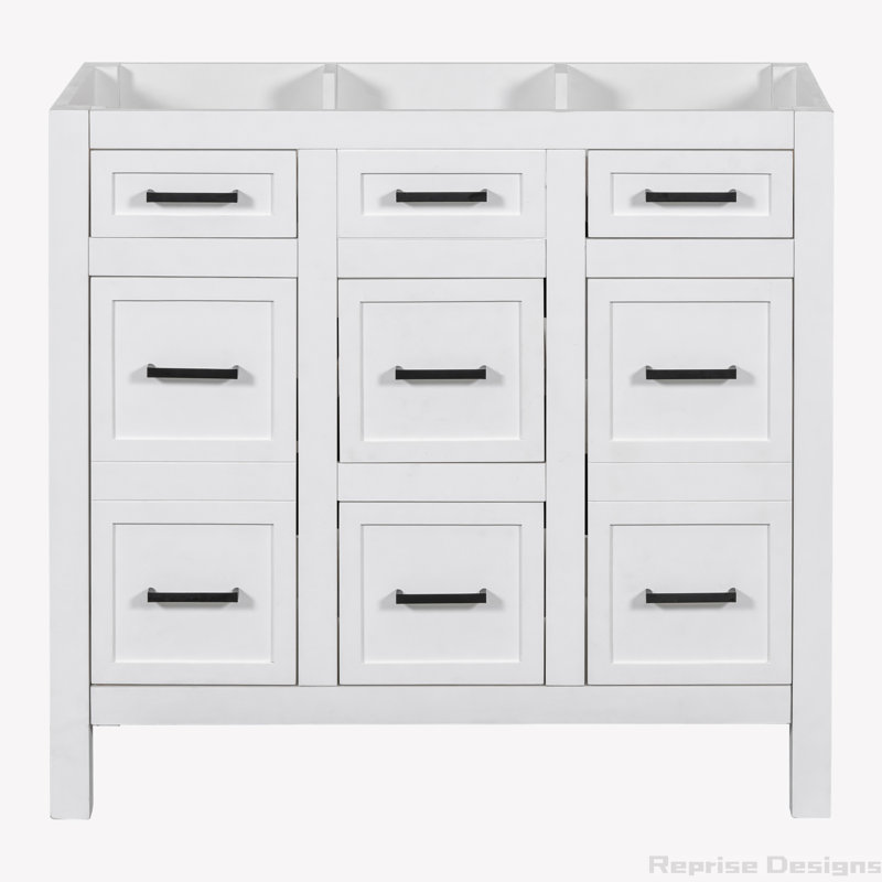 35.4 " Freestanding Standard Single Bathroom Vanity Base, White, Black