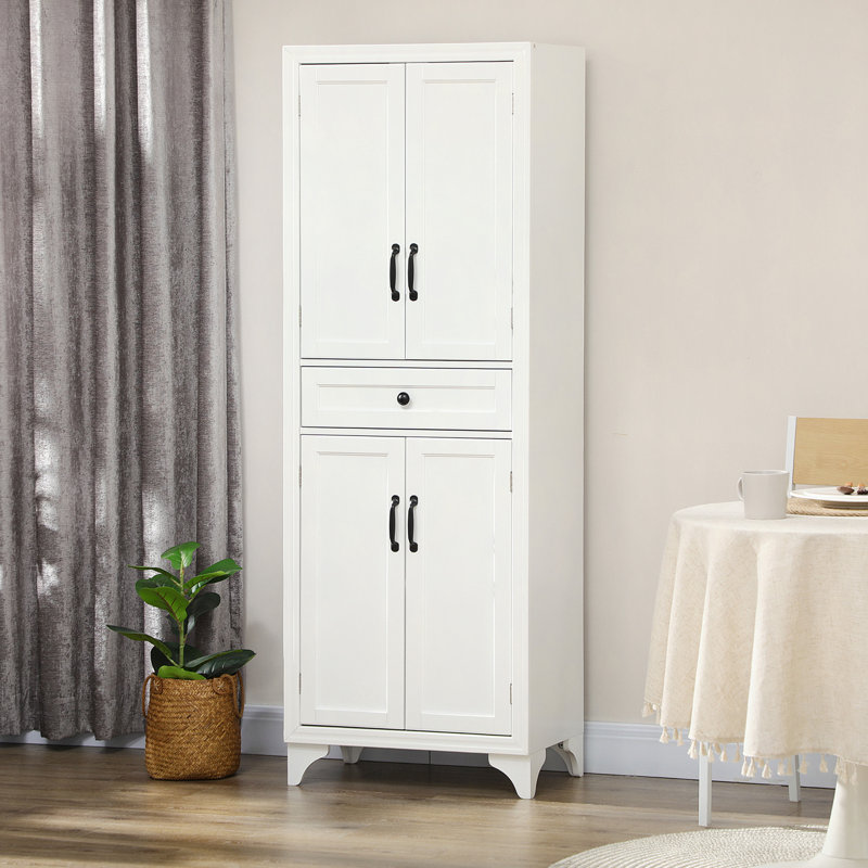Armoire de cuisine autoportante de 67 po de hauteur, armoire de rangement à 4 portes avec tiroir et tablettes réglables pour la salle à manger