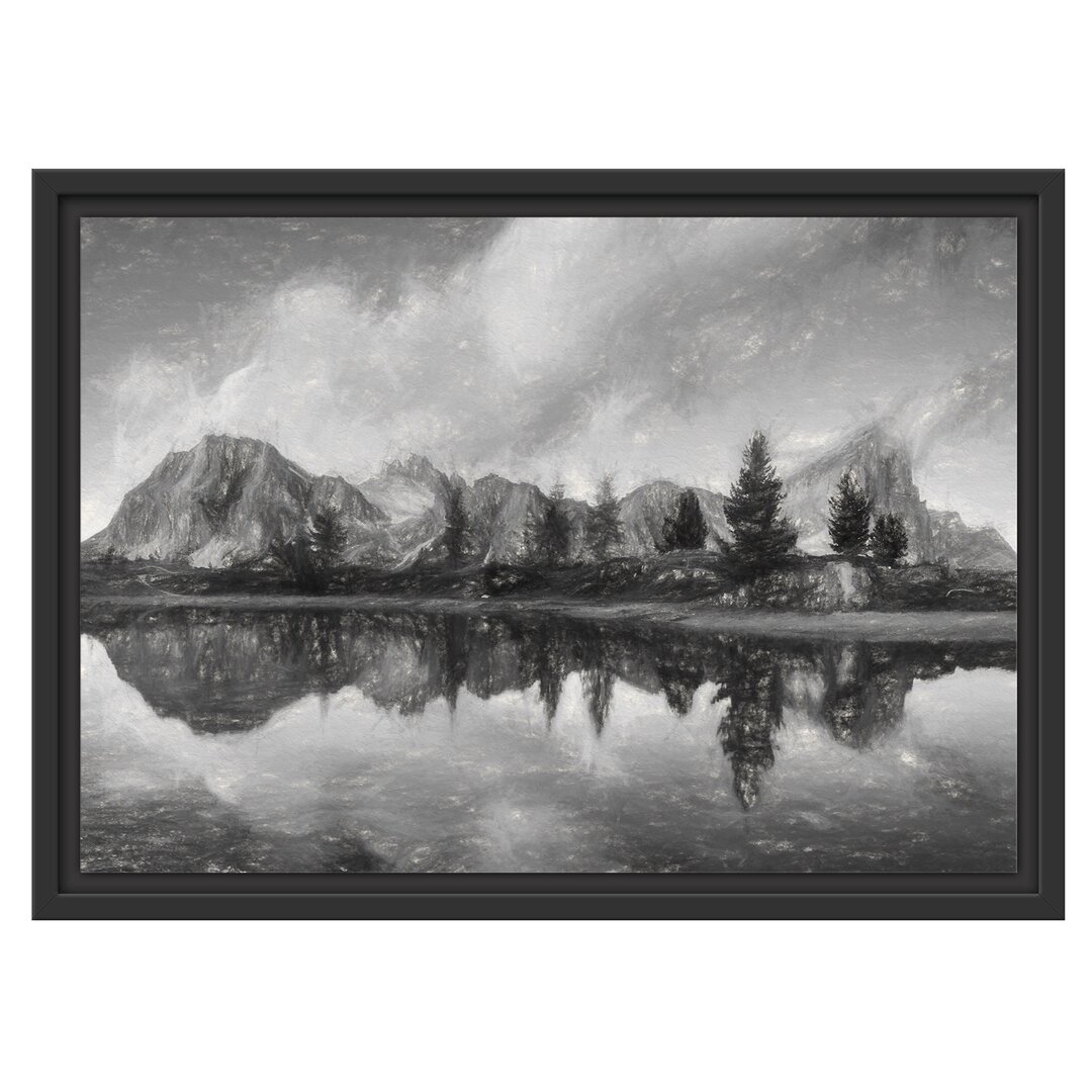 Gerahmtes Wandbild Dolomiten am See Limides