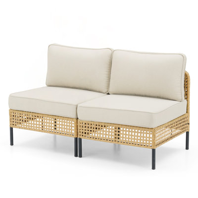 Outdoor Natural Wicker Sofa with Boho Modular Design