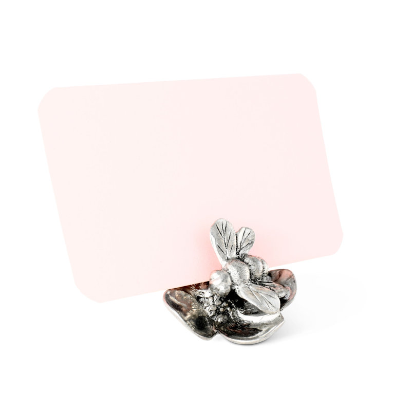 Arche of Bees Pewter Bee on Flower Cheese Markers Place Card Holder