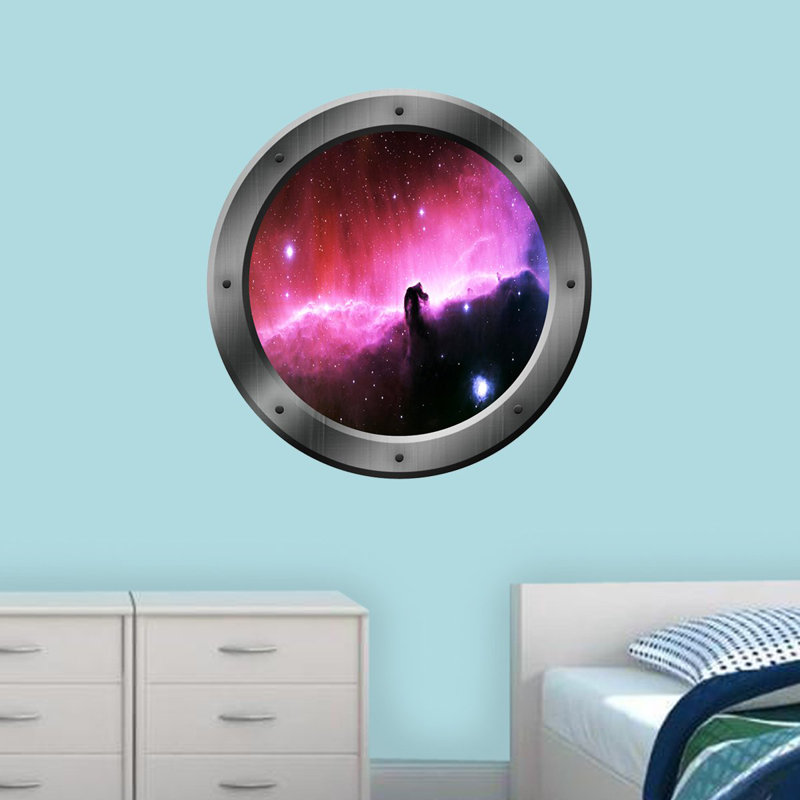Décalcomanie murale encadrée hublot space galaxy Steinmetz, H 14 po x L 14 po