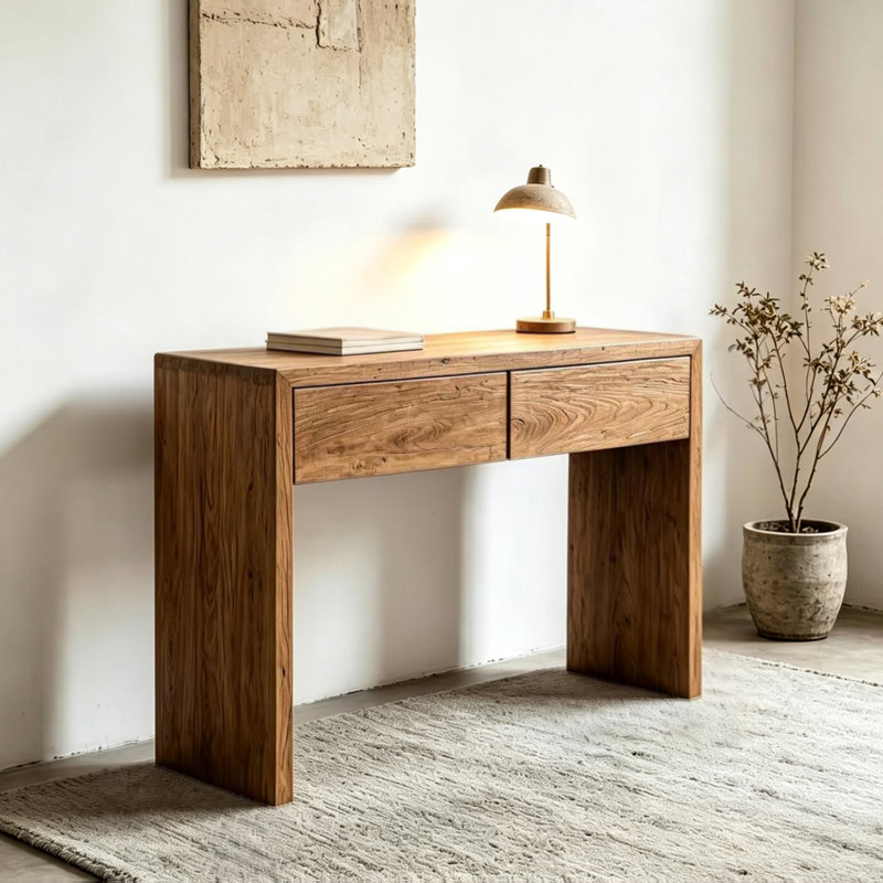 Console Wabi-sabi, Bois naturel, Bois naturel, H 31,5 po x l 39,4 po x P 13,8 po, Bois naturel