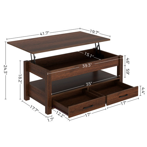 Millwood Pines Eoghan Lift Top Coffee Table with 2 Drawers & Reviews ...