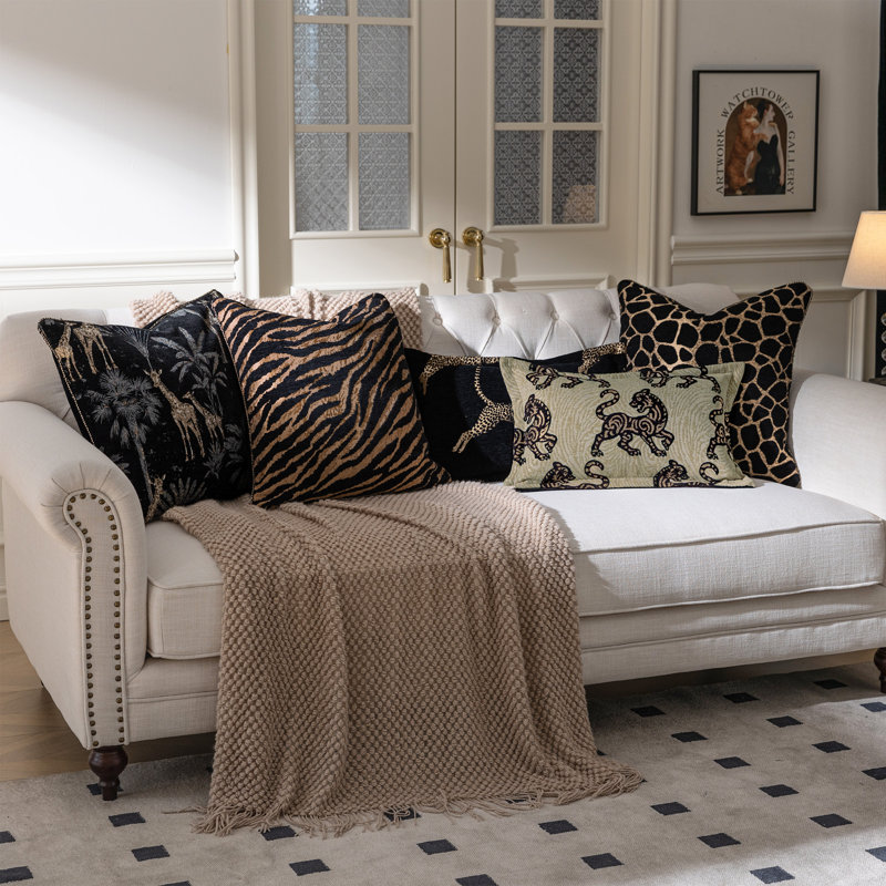 Housse de coussin 1 pièce en chenille à motif léopard 1 pièce 20 po x 13 po pour canapé-lit, salon, chambre à coucher