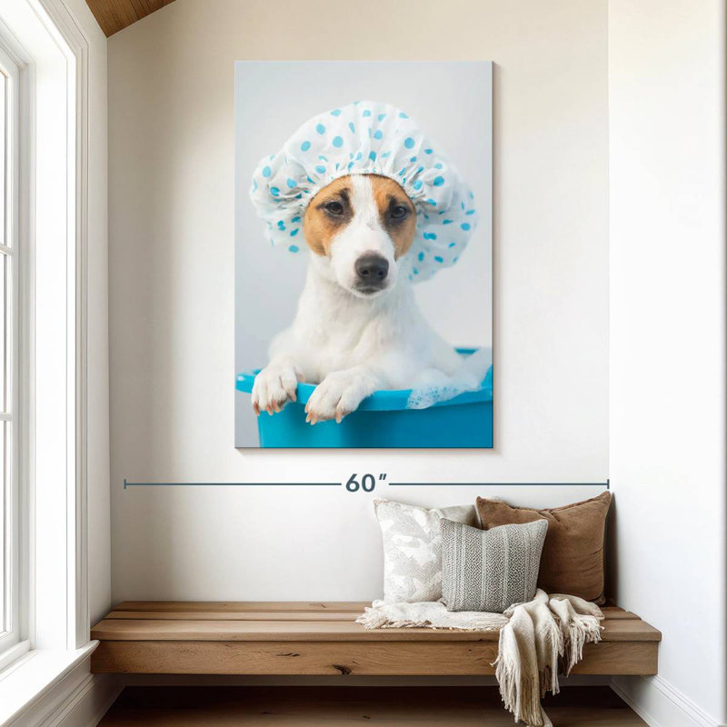 Ketti Terrier In Blue Bath, 48" H x 32" W