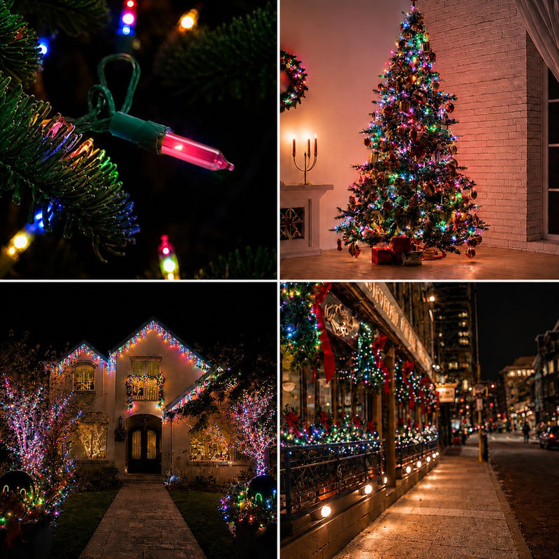 Éclairage de Noël scintillant et scintillant - 24 de 100 lumières scintillantes - intérieur / extérieur - guirlande de 20,5 pieds, 100 ampoules multicolores - arbre de Noël