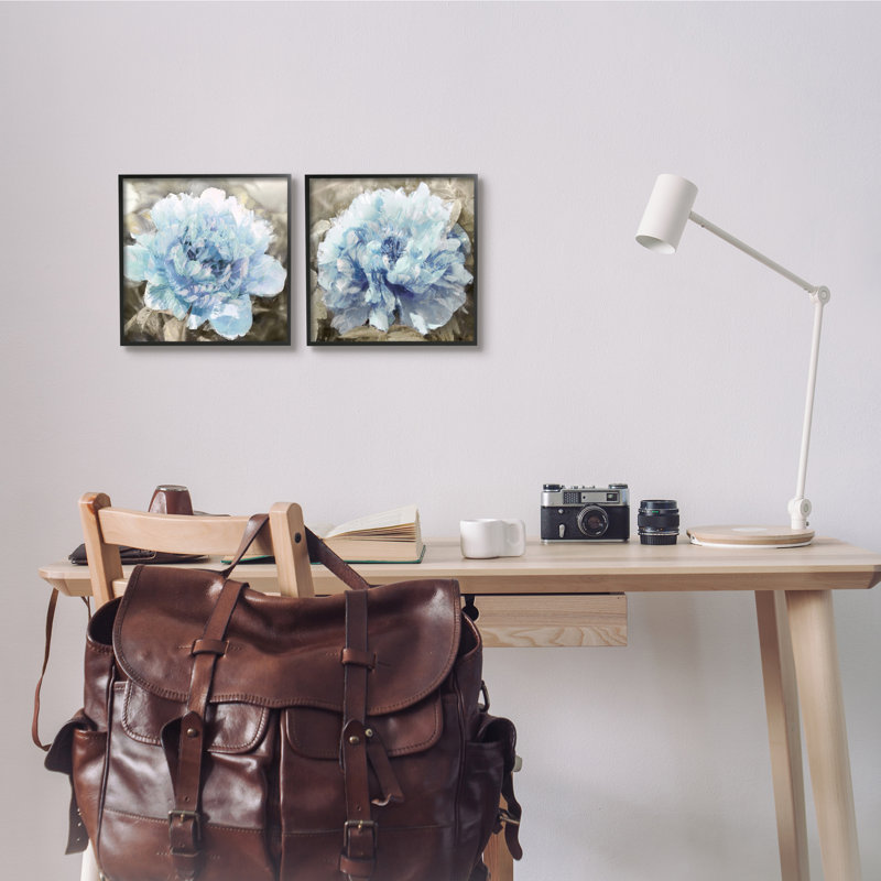 Oeillet éphémère en fleurs, peinture de bokeh rétro distincte, Shawna Sullivan, Giclée encadrée noir minuit