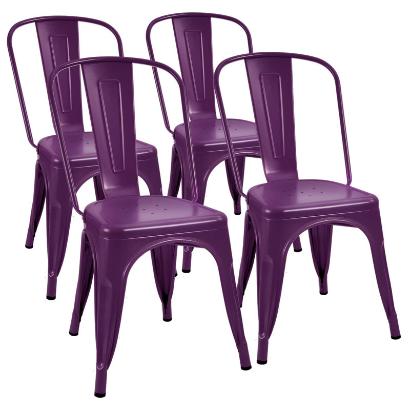 Lilian 18.1'' H Metal Stacking Side Chair, Purple