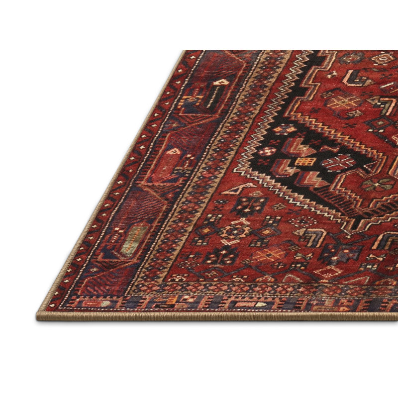 Tapis traditionnel rouge / noir igbunu, Rectangle 4 pi x 6 pi