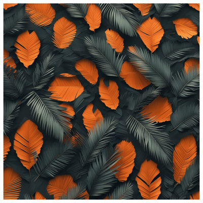Coussins décoratifs à double face en feuilles de palmier orange et gris