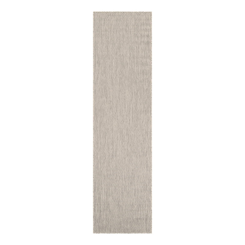 Tapis intérieur / extérieur gris clair / ivoire Highland, Tapis de couloir 2 pi 7 po x 10 pi