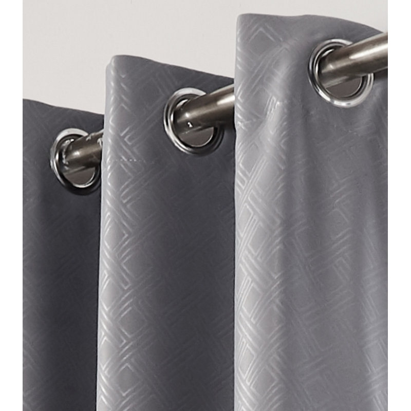 Yeldell Diamond Eyelet Room Darkening Curtains, 229 W x 183 D cm, Silver