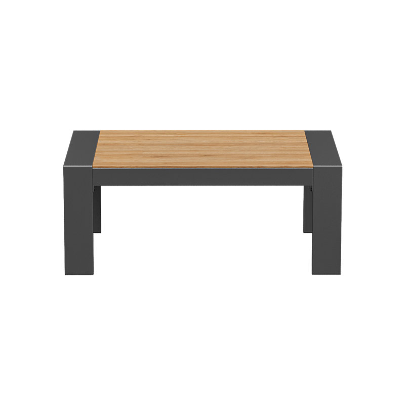 Outdoor Coffee Table With Strong Metal Frame & Cool Wood Look Top