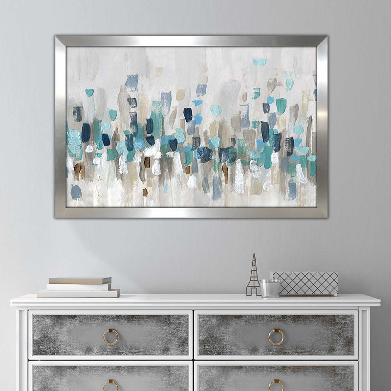 Staccato Blue I par - Peinture, Encadrement argenté, H 21,5 po x l 27,5 po x P 0,75 po