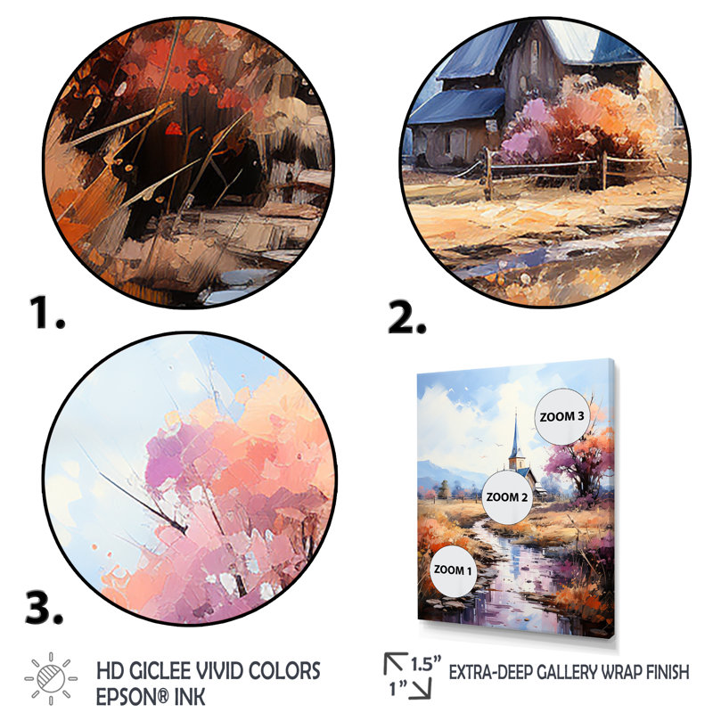 «Countryside Chapel In USA 1 - Church», art mural, Cadre flottant doré, H 20 po x l 12 po x P 1 po