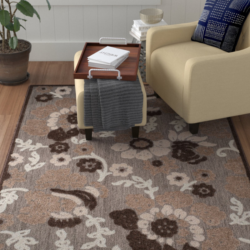 Roebuck Floral Hand Woven Indoor / Outdoor Area Rug, Rectangle 201 x 290 cm